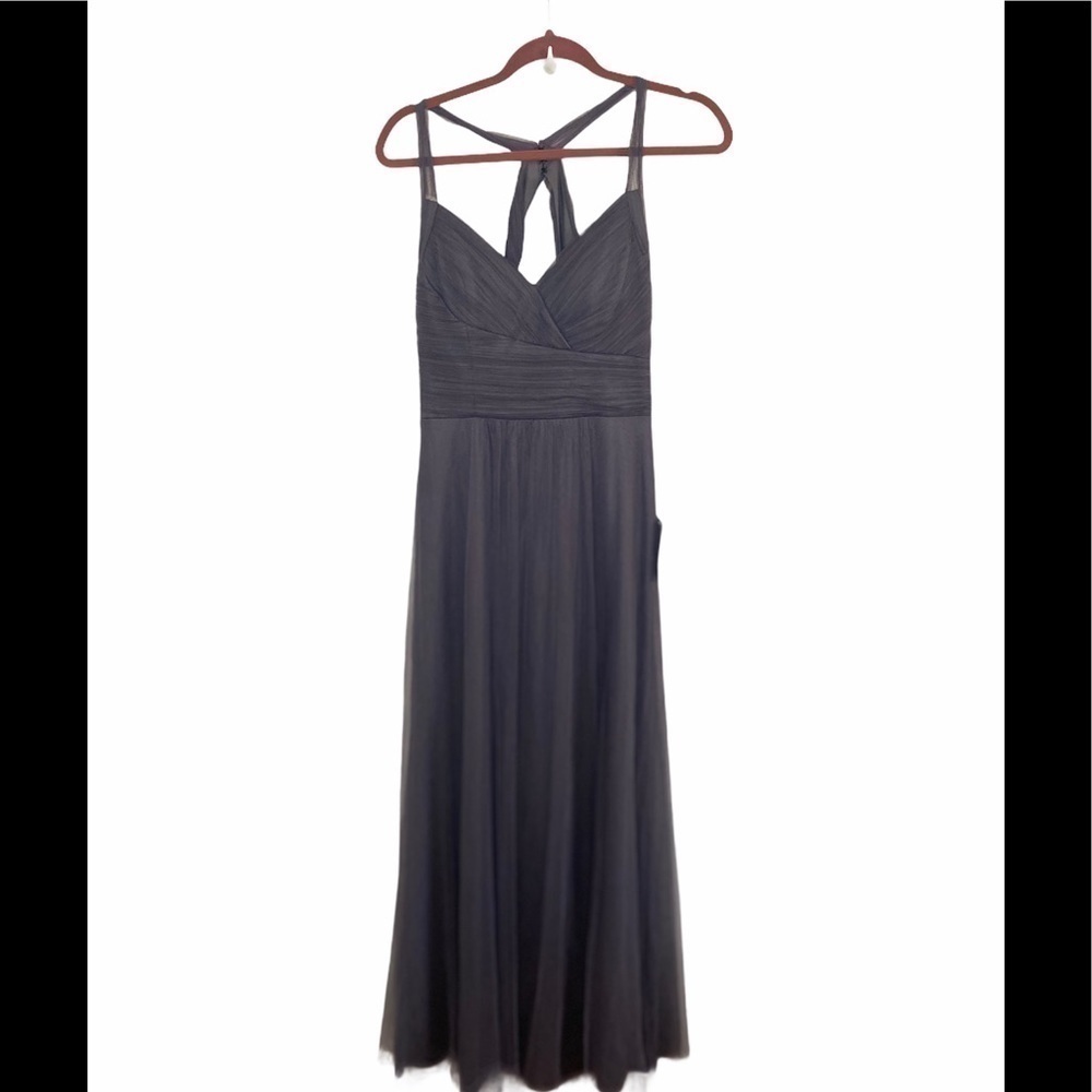 Bill levkoff Crisscross Strap Tulle A-Line Gown - Picture 4 of 8